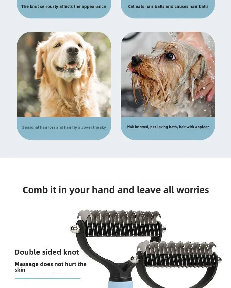 Pet Dogs Deshedding Grooming Brush Professional Dog Hair Remover Pet Fur Knot Cutter Puppy Cat Comb Brushes Shedding Supplies