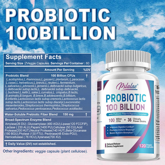 Probiotics 100 Billion - Help with Intestinal Health, Nutrient Digestion, Weight Management, Bloating Relief, Calorie Control