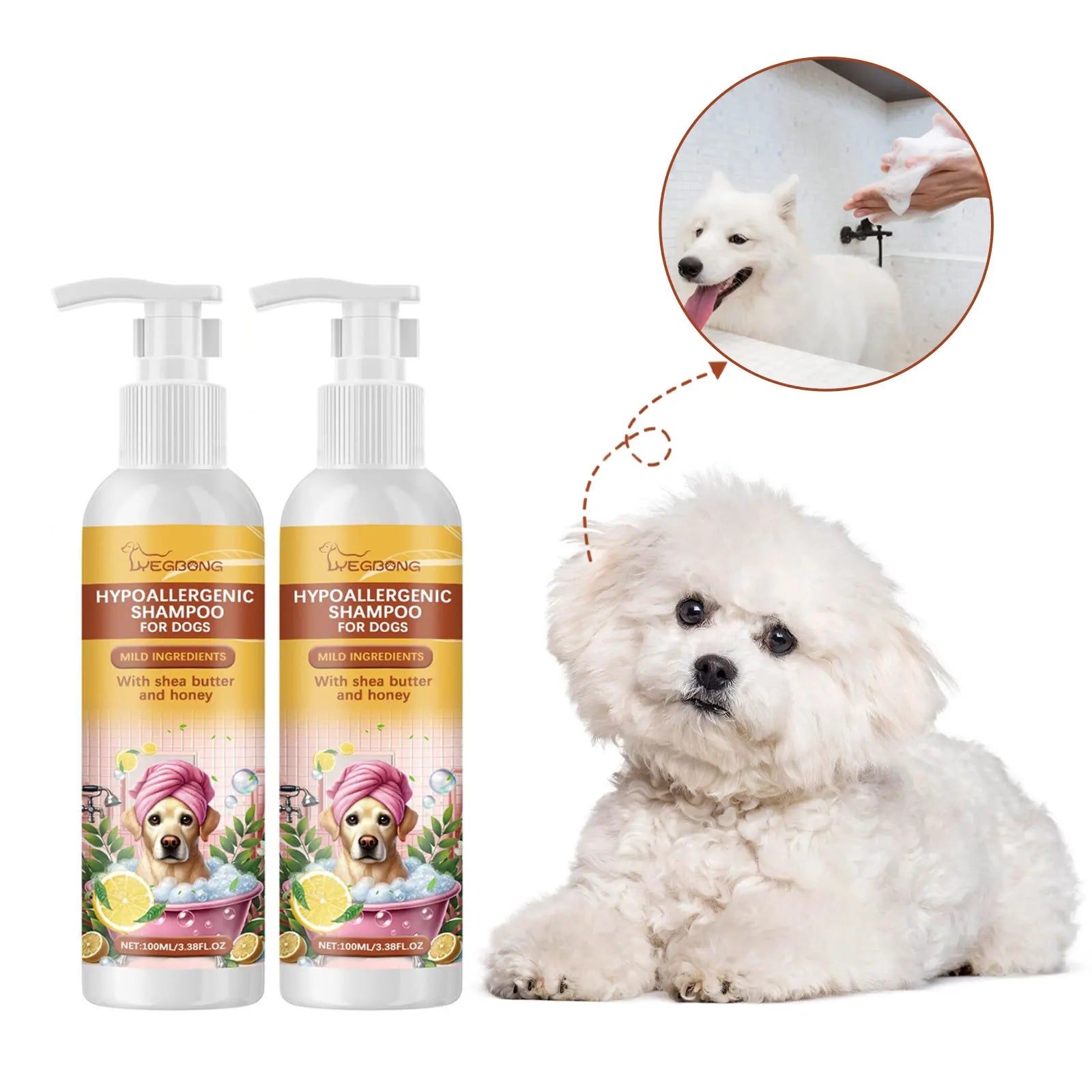 Dogs & Cats Shampoo Fragrance Bath Wash Hair Softening Itchy Skin Relief. Removes Mites & Dirts. Natural Moisturizing Pet Shower Gel