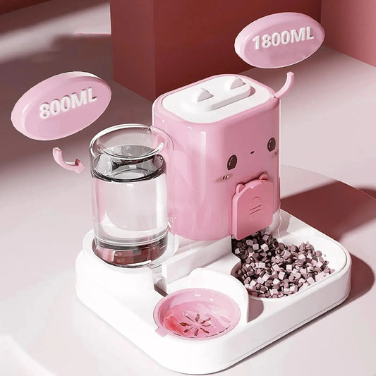 Cat Automatic Feeder Cute Smiling Feeding and Water Dispenser New Pet Supplies Suitable for Both Cats and Dogs