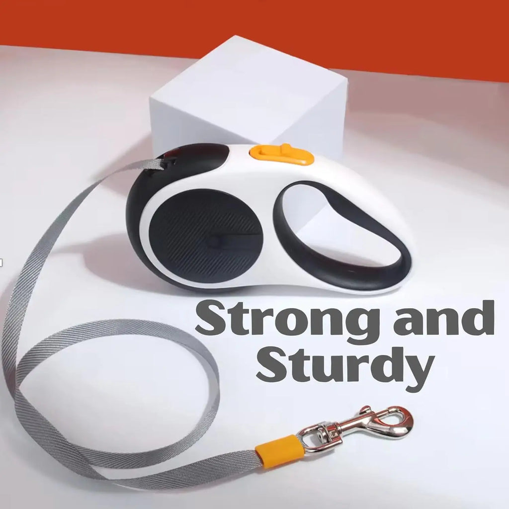 Retractable Dog Leash. Reflective Nylon Tape, Tangle Free, Anti-Slip Handle with One Button Control