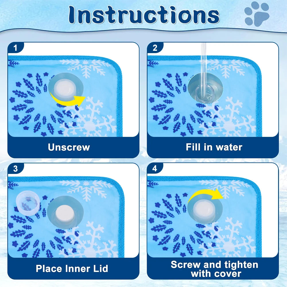 Premium Pet Cooling Mat Water-filled Ice Pad Instantly Cools Dog Portable Keep Your Pet Cool Summer for Dogs Cats Indoor Outdoor