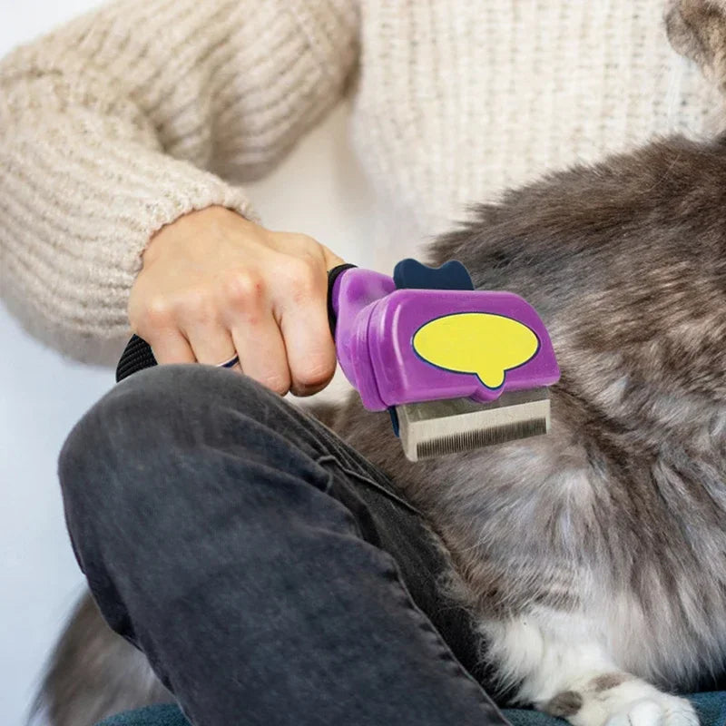 Pet Deshedding Brush. Removes Loose Hair and Tangles.