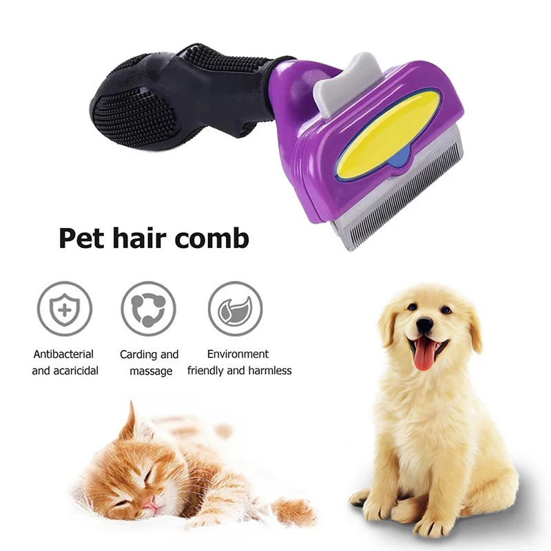 Pet Deshedding Brush. Removes Loose Hair and Tangles.